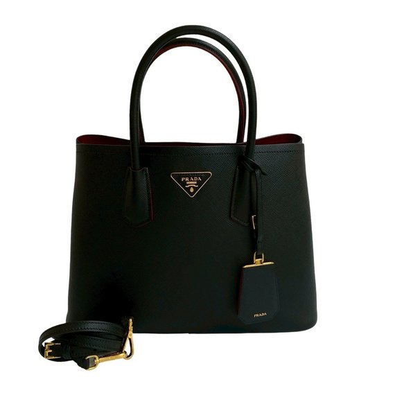 PRADA Black Leather Saffiano Shoulder Bag - Picture 1 of 10